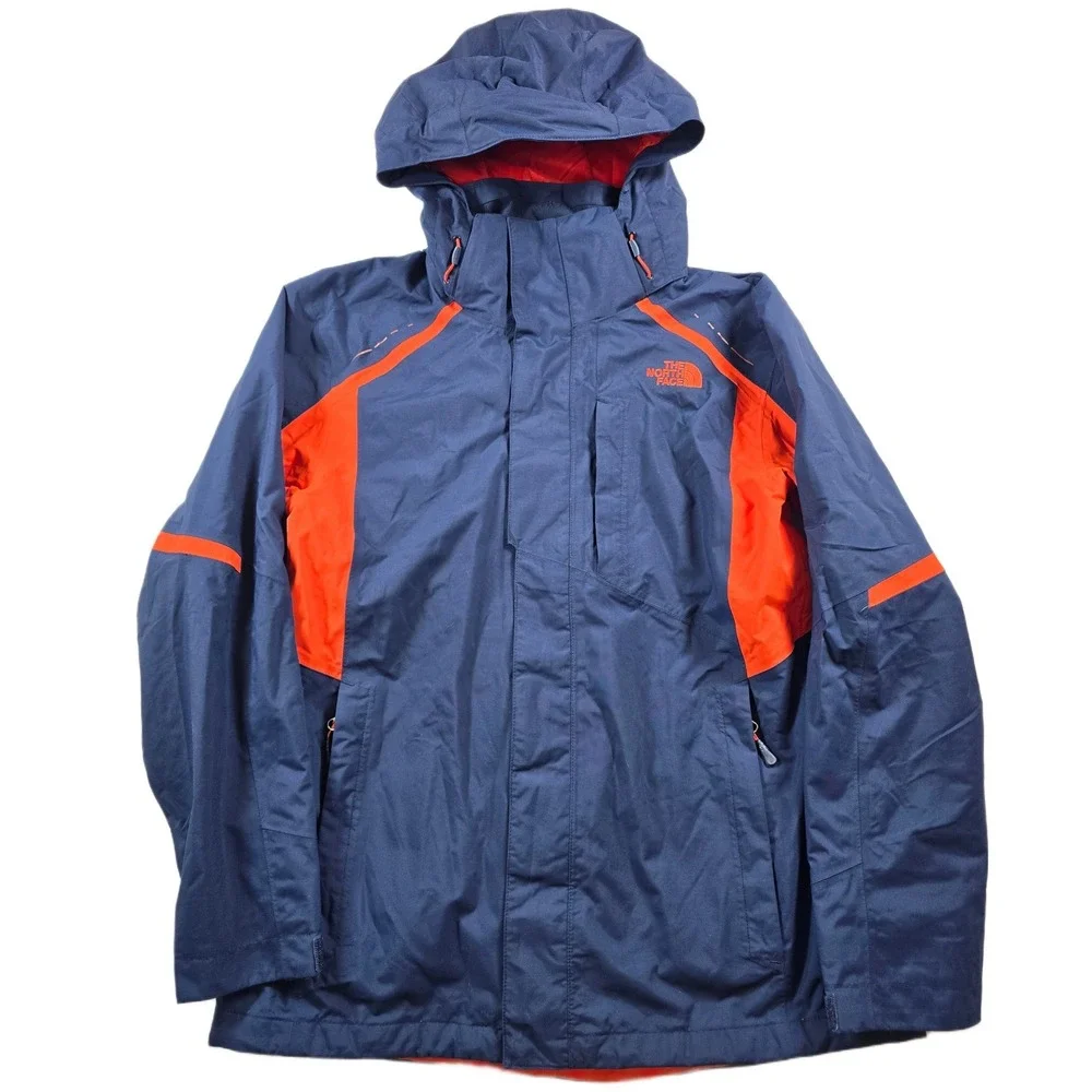 The North Face HyVent Jacket Mens Medium Navy Blue Orange Systems Ski Coat
